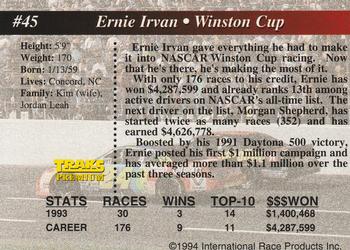 1994 Traks #45 Ernie Irvan Back
