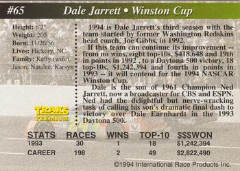1994 Traks #65 Dale Jarrett Back