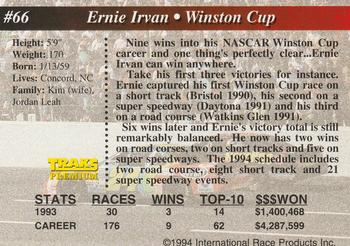 1994 Traks #66 Ernie Irvan Back