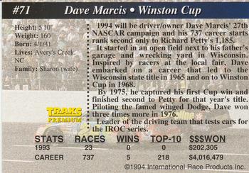 1994 Traks #71 Dave Marcis Back