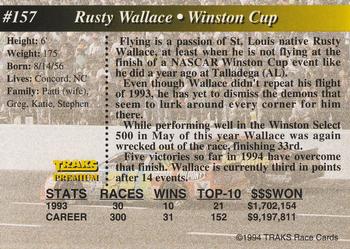 1994 Traks #157 Rusty Wallace Back