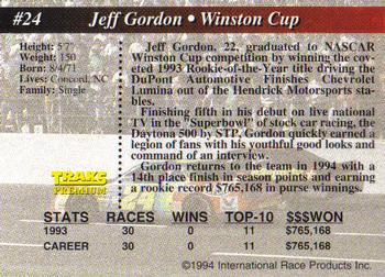 1994 Traks #24 Jeff Gordon Back
