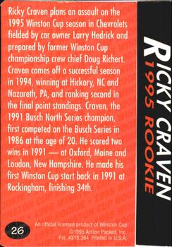 1995 Action Packed Winston Cup Preview #26 Ricky Craven Back