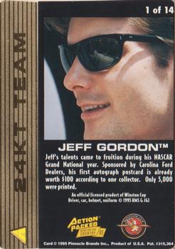 1995 Action Packed Winston Cup Country - 24KT Team #1 Jeff Gordon Back
