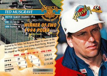 1995 Select #22 Ted Musgrave Back