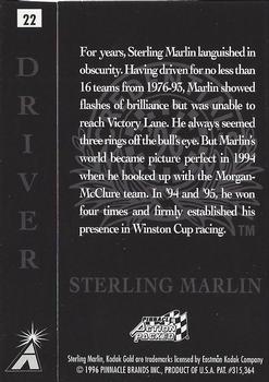 1996 Action Packed Credentials #22 Sterling Marlin Back