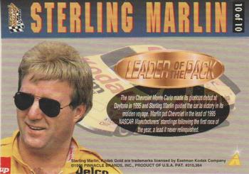 1996 Action Packed Credentials - Leaders of the Pack #10 Sterling Marlin Back