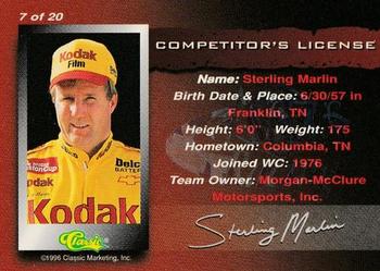1996 Assets - Competitor's License #7 Sterling Marlin Back