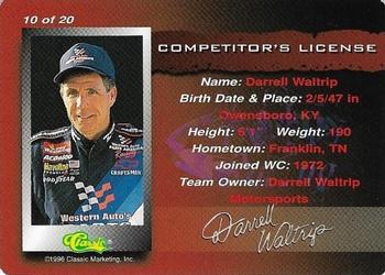 1996 Assets - Competitor's License #10 Darrell Waltrip Back
