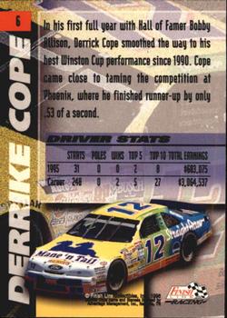 1996 Finish Line #6 Derrike Cope Back