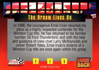 1996 Finish Line - Ernie Irvan #EI5 Ernie Irvan Back