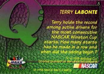 1996 Maxx #5 Terry Labonte Back