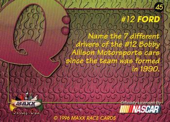 1996 Maxx #45 Bobby Allison Motorsports Back