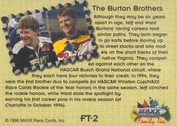 1996 Maxx - Family Ties #FT2 Ward Burton / Jeff Burton Back