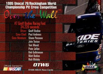 1996 Maxx - Over the Wall #OTW6 Geoff Bodine's Car Back