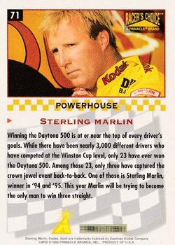 1996 Pinnacle Racer's Choice #71 Sterling Marlin Back