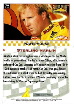 1996 Pinnacle Racer's Choice #72 Sterling Marlin Back