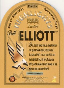 1996 Pinnacle Zenith - Highlights #15 Bill Elliott Back