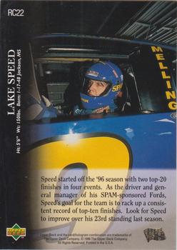 1996 Upper Deck Road to the Cup #RC22 Lake Speed Back