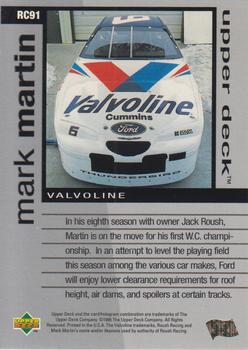 1996 Upper Deck Road to the Cup #RC91 Mark Martin Back