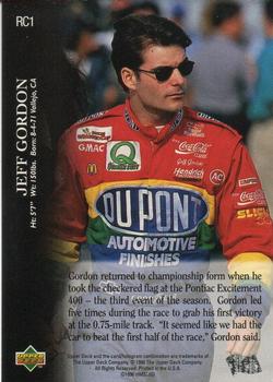 1996 Upper Deck Road to the Cup #RC1 Jeff Gordon Back