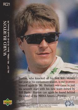 1996 Upper Deck Road to the Cup #RC21 Ward Burton Back