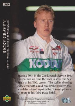 1996 Upper Deck Road to the Cup #RC23 Ricky Craven Back
