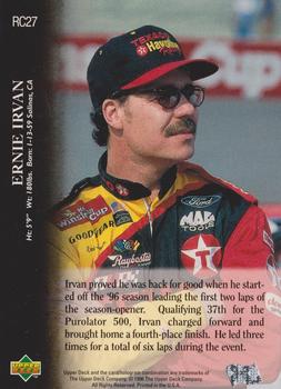 1996 Upper Deck Road to the Cup #RC27 Ernie Irvan Back