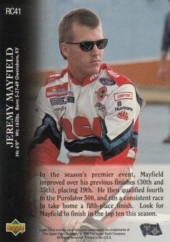 1996 Upper Deck Road to the Cup #RC41 Jeremy Mayfield Back
