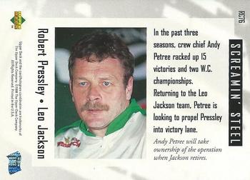 1996 Upper Deck Road to the Cup #RC76 Robert Pressley Back