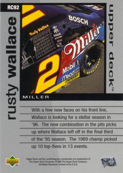 1996 Upper Deck Road to the Cup #RC92 Rusty Wallace Back