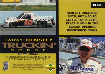 1996 Upper Deck Road to the Cup #RC140 Jimmy Hensley Back