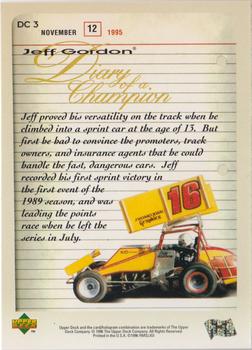 1996 Upper Deck Road to the Cup - Diary of a Champion #DC 3 Jeff Gordon Back