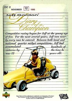 1996 Upper Deck Road to the Cup - Diary of a Champion #DC 2 Jeff Gordon Back