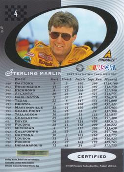 1997 Pinnacle Certified #4 Sterling Marlin Back