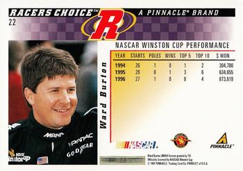 1997 Pinnacle Racer's Choice #22 Ward Burton Back
