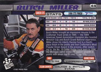 1997 Press Pass #49 Butch Miller Back