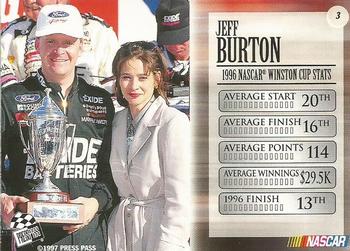1997 Press Pass VIP #3 Jeff Burton Back
