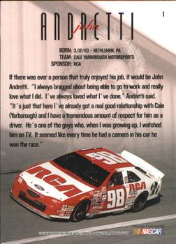 1997 SkyBox NASCAR Profile #1 John Andretti Back