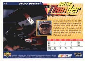 1998 Collector's Choice #43 Geoff Bodine's Car Back