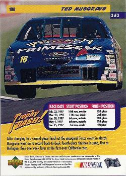 1998 Collector's Choice #108 Ted Musgrave Back
