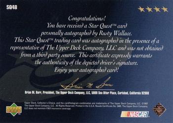 1998 Collector's Choice - Star Quest #SQ48 Rusty Wallace Back
