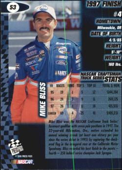1998 Press Pass #53 Mike Bliss Back