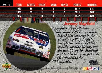 1998 Upper Deck Victory Circle - Point Leaders #PL 13 Jeremy Mayfield Back