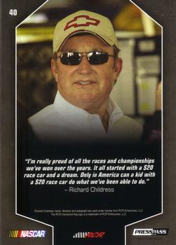 2012 Press Pass Total Memorabilia #40 Richard Childress Back