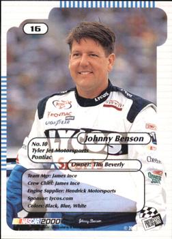 2000 Press Pass Trackside #16 Johnny Benson Jr. Back