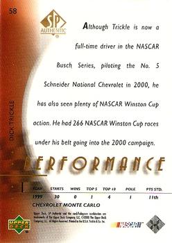 2000 SP Authentic #58 Dick Trickle Back