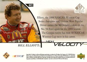 2000 SP Authentic - High Velocity #HV2 Bill Elliott Back