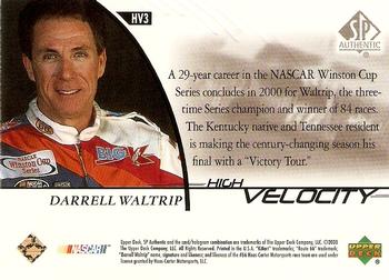 2000 SP Authentic - High Velocity #HV3 Darrell Waltrip Back