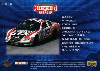 2000 Upper Deck MVP - NASCAR Stars #NS-10 Casey Atwood Back